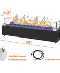 28 Inch Tabletop Propane Fire Pit With 40,000 BTU, Portable Outdoor Rectangular Fire Bowl, Wind Glass Shield, Propane Hose View