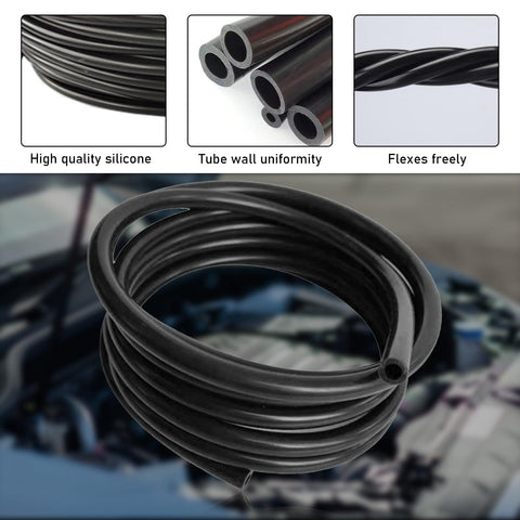 Six Piece Five Foot Silicone Vacuum Hose Kit For Cars With Six Inner Diameters From One Eighth To Three Eighths Inch Durable Flexible High Performance Auto Vacuum Tubing For Air Intake Boost PCV And More 43 PSI Working Pressure 130 PSI Burst