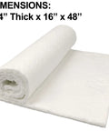 Ceramic fiber insulation blanket roll, 1/4 in thick, 16 in x 48 in, white
