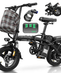 Foldable Ebike For Adults And Teens, City Commuter with 560W Motor, 48V 10Ah Battery, 14 Inch Frame, with Basket and Accessories