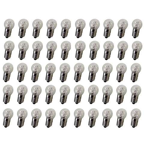 Pack Of Fifty E10 Miniature Bulbs Serving Up A Crisp Warm White Glow At 2.5 Volts And 0.3 Amps Kickin Bright Pilot Lamps.