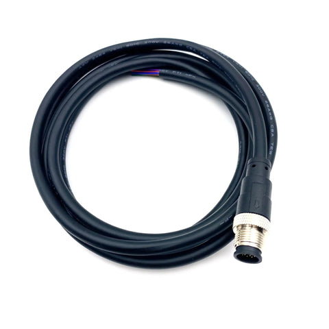 M12 12 Pin Male Connector Cable A Code Straight Molding Wire 2M AWG26 PVC Jacket Industrial Sensor Cable with Brass Gold Plated Contacts