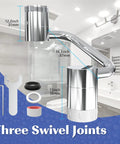 1080 Degree Swivel Robotic Arm Faucet Aerator Extension Attachment for Bathroom and Kitchen with three swivel joints and measurements