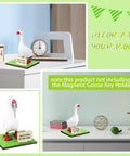 Display of Magnetic Goose Key Holder With Wooden Base Interchangeable Signs and Writable Chalk Signs, goose not included.