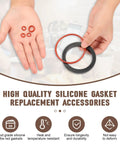 Gasket Repair Kit For Espresso Machines, Silicone O Ring Set With Boiler And Grouphead Gaskets, Replacement Seals For Classic Baby Evolution Twin Espresso Makers, Full Seal Set To Keep Your Brew On Point., red silicone gasket rings in hand