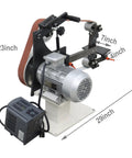 Heavy Duty Belt Sander With Easy Adjust Speed Control And Three Swappable Grinding Wheels For Pro Knife Resharpening And Wood Polish Work Handles Tricky Jobs Dead Easy And Slick Every Time, showing adjustable parts and 2200W motor.