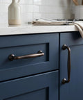 Oil Rubbed Bronze Cabinet Pulls with 5 Inch Hole Centers, 6 Pack on blue kitchen drawers, spindle style handles
