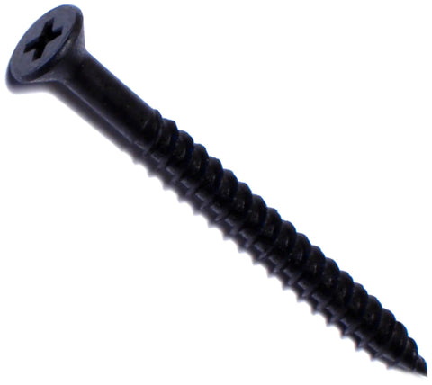 Tough As Nails Number 10 Phillips Flat Wood Screw with black phosphate finish, ideal for cabinetry and home renovations.