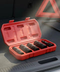 Heavy Duty 5 Piece Tire Socket Wrench Set For Lug Nut Removal With 12 Inch Drive Adapter Double Ended Chrome Molybdenum Steel Kit in red case