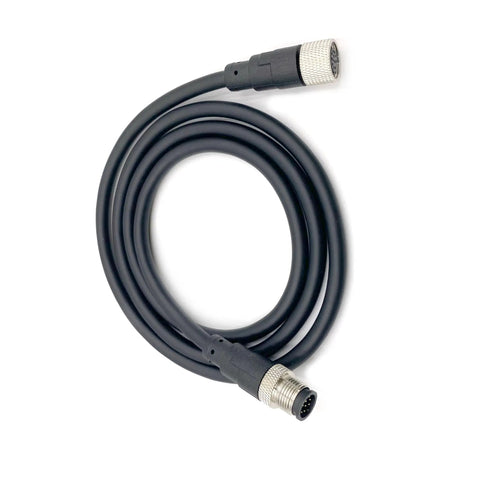 3.28ft M12 12 Pin Male To Female Connector Cable A Code Straight Profibus IP67 Waterproof Beefy Heavy Duty Industrial Fieldbus Cable For Sensors And Modules PVC Jacket AWG26 30V 1.5A One Meter