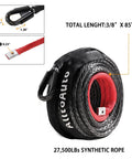 3/8 Inch Dyneema Winch Rope 85 Feet 27,500 Lb Heavy Duty UHMWPE Synthetic Cable With Protective UV Resistant Sleeve Black Gear