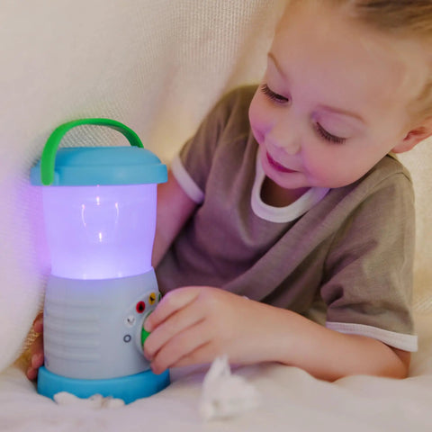 Child playing with Durable Light And Sound Camping Lantern Toy With Six Color Modes And Cool Sound Effects For Kids