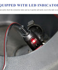 Heavy Duty Fused Cigarette Lighter Male Plug With Embedded 15A Safety Fuse And Crisp Led Glow, close-up showing LED indicator glow.