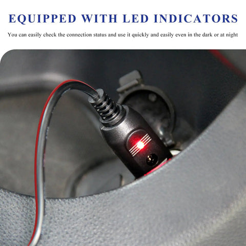 Heavy Duty Fused Cigarette Lighter Male Plug With Embedded 15A Safety Fuse And Crisp Led Glow, close-up showing LED indicator glow.