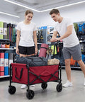 Collapsible Wagon Cart With 67L Storage And 220 Lb Weight Capacity Heavy Duty Folding Utility Wagon On Wheels in store display
