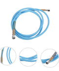 High Temperature Steam Hose For Ironing, flexible lightweight sky-blue water line tube with metal connectors, close-up views