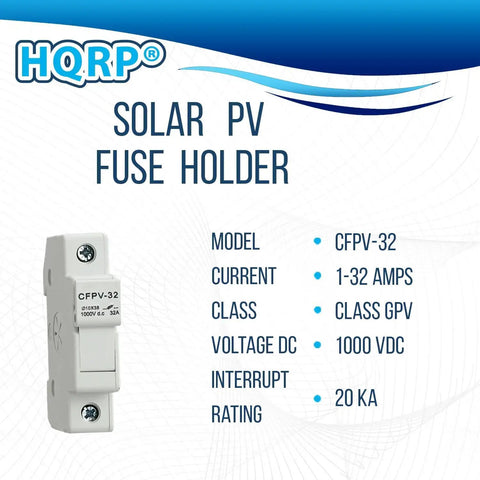 Solar Powered Photovoltaic Din Rail Fuse Holder Fits 10 X 38 Mm Cylindrical Fuses Up To 32 Amp 1000 Vdc Class Gpv Rating
