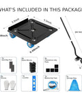 Components of Heavy Duty Furniture Dolly Set With 360 Degree Rotating Wheels And 3000 Lb Load Capacity Four Dollies Pro Grade Alloy Steel Movers Kit With Measuring Tape Leveler Pry Bar Spacers Non Slip Mats Gloves Storage Bag.