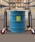 Heavy Duty Furniture Dollies With Tough Steel Core Rollers 1300 Lbs Capacity Machinery Movers carrying a blue barrel in a warehouse.