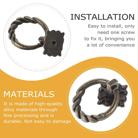 6pc Antique Bronze Cabinet Pull Handles Set, Vintage Cupboard Drawer Knobs with installation guide, retro style hardware