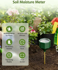 Soil Moisture Meter For Plants No Battery Required Hygrometer Sensor with root-level readings in garden soil, olive green