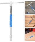 Heavy Duty Ratcheting T Handle Hex Socket Wrench Built Like A Tank For Daily Garage Tune Ups Quick Angle Shift Smooth Grip Fix Your Ride Auto Tool, chrome finish with blue grip.