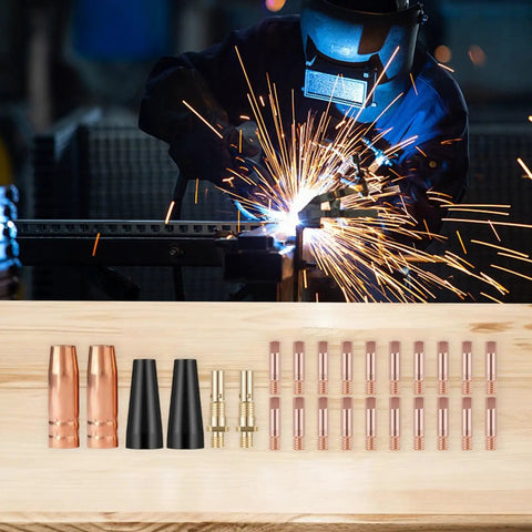 Welder and All In One MIG Welding Accessories Kit 26-Piece Flux Core Gasless Nozzle Set 0.030 Tips With 21-50 Diffusers