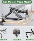 Heavy Duty Single Monitor Mount Arm For 17 To 32 Inch Flat Or Curved Screens Swivel Tilt High Reach Aluminum Desk Stand in full motion.