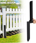 Heavy Duty Fence Post Repair Stakes Ground Spike Anchor Kit Weather Resistant For Quick Installation And Rock Solid Fence Support In Garden Backyard Patio And Yard Two Pack shown installed on white fence post