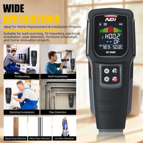 Solid Five In One Stud Finder Wall Scanner With Bright Laser Line For Dead On Wood Stud And Live Wire Detection Slick Pipe Scan Moisture Check Essential Handyman Tool For Homeowners