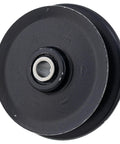 Flat Idler Pulley 2.5 Inch Outer Diameter For Troy Bilt Yard Machines Yard Man Wheel Trimmer Curb Hop 550 520 521 TBE550 Replacement Part Pro Grade Easy Install black metal pulley with bearing