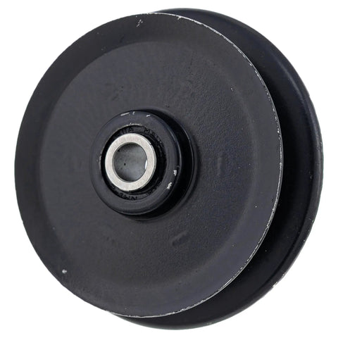 Flat Idler Pulley 2.5 Inch Outer Diameter For Troy Bilt Yard Machines Yard Man Wheel Trimmer Curb Hop 550 520 521 TBE550 Replacement Part Pro Grade Easy Install black metal pulley with bearing