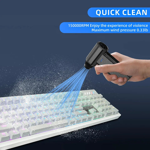 Cordless Air Duster 150000 RPM Turbo Power Mini Handheld Blower cleaning keyboard with dust spray