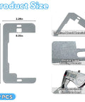 9 Piece Heavy Duty Metal Receptacle Spacers With Insulated Coating To Straighten Out Recessed Walls And Fix Wobbly Outlets For Solid Wall Plate Installation Without Loose Or Sloppy Jacks, showing sizes 4.25 x 2.28 inches.