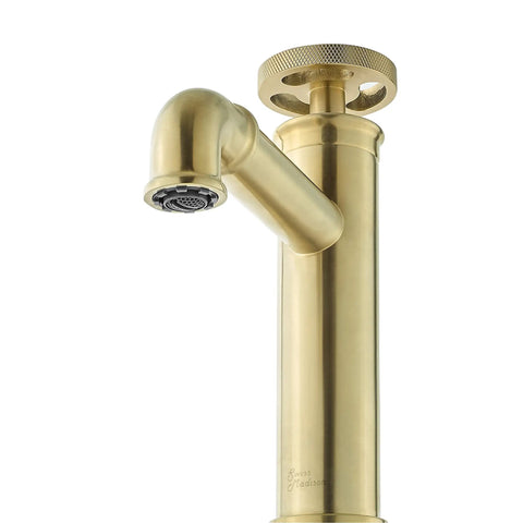 Brushed Gold Single Hole Bathroom Faucet With One Hand Control Solid Brass Durability 1.2 GPM Flow Modern Center Mount