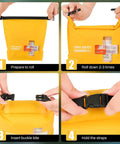 Steps to seal Waterproof Boat First Aid Kit With Lightweight Dry Bag For Kayak And Outdoor Adventures in Yellow.