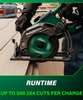 Worker using 36V Cordless Circular Saw With Battery Pack Lightweight Rear Handle Design 7-1/4 Inch Blade Brushless Motor