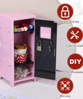 Amp Up Your Desk Setup With This Super Cute Mini Metal Locker Set Of Two Compact Desktop Money Safe With Lock Keys Premium Gloss Stash Box For Cash Jewelry Snacks Light Pink And Yellow with colorful items inside.