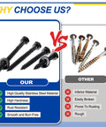 Comparison of Beefy Heavy Duty Stainless Steel 304 Hex Head Lag Screws Kit with other rust-prone screws