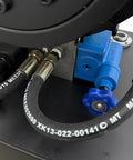 Close-up view of hydraulic connections on the Rock Solid Electric Hose Crimping Machine For Hydraulic Tube Press.