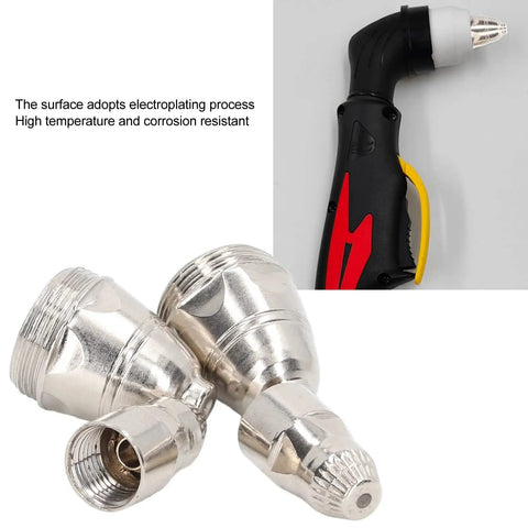 Heavy Duty 50 Piece Plasma Cutting Torch Consumable Kit With Copper Nozzles And Electrodes For Strong Penetration And High Temp Resistance, featuring copper nozzles.