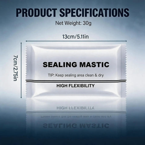 Waterproof Sealant Putty For Quick Fixes No Mess Patch Up Pipes Walls Holes And AC Openings package front view showing dimensions