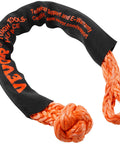 Two Pack 1/2 Inch By 22 Inch Synthetic Soft Shackles With 20 Ton Breaking Strength Heavy Duty Recovery Tow Shackles Includes Extra Sleeves And Storage Bag For UTV ATV Trucks Off Road Vehicles Orange, showing orange shackle with black sleeve.