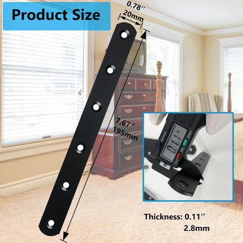 Heavy Duty 4 Pack Black Straight Corner Brackets Crafted From Legit Stainless Steel Measuring 7.67 Inches Includes M4 Screws And Hassle Free Driver For Easy DIY Repairs