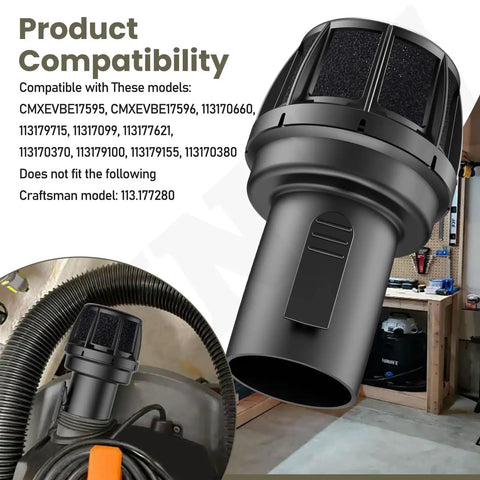 Two Point Five Inch Muffler Diffuser Vacuum Attachment For Wet Dry Vacs With Replacement Sponge Easy Install Diffuser Nozzle Compatible With Craftsman Shop Vacuums Reduces Noise And Boosts Dirt Sucking Power