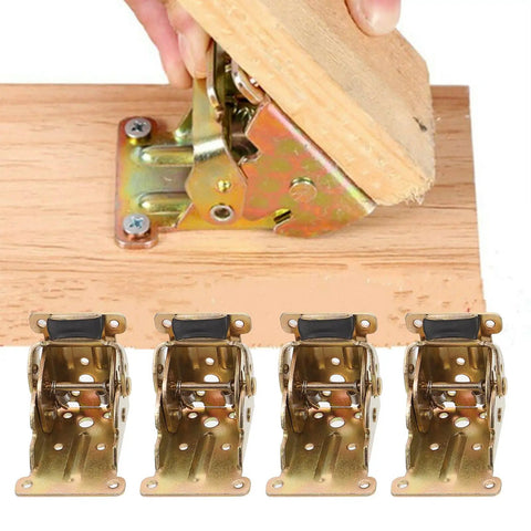 Dope Four Piece Foldable Self Lock Hinges For Sofa And Table Legs With SPCC Metal Support And Locking In Open Position shown installed