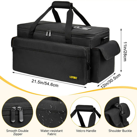 Go-To DJ Gear Bag With Six Removable Dividers And Laptop, Microphone And Cable Slots, 21.5 by 12 by 11 inches, shown closed