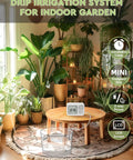 Automatic Watering System For 15 Potted Indoor Houseplants With No Fuss Digital Programmable Timer on wooden table.