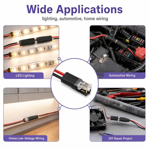 Top Tier Double Wire Plug In Connector With Locking Buckle For Strip Lights Perfect For Solid Or Stranded Wires Saves Time And Labor On Tough Wiring Tasks With Independent Spring Clip Design That Holds Strong Under Pressure, for LED, automotive, home wiring