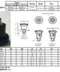 Premium 304 Stainless Steel Index Plungers And Spring Dowel Lock Screws M8 To M16, technical drawing and dimensions.